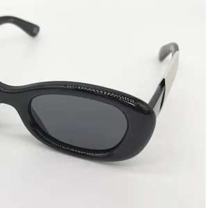 AIRE Calisto Sunglasses OS Black Oval Retro Y2K Minimalist Edgy Cyber Mob Wife‎ thumbnail 4