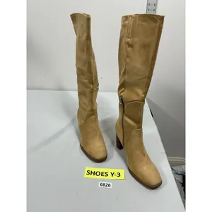 Womans New Coutgo Knee Length Boots 8.5 Cowhide Tan 1/4 Zip Block Heel thumbnail 2