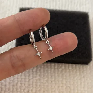 CZ Star Dangle Drop Earrings for Men Women Streetwear Hip Hop Punk Unisex thumbnail 5