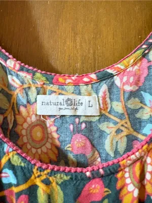 Natural Life green & red floral bird print maxi dress thumbnail 2