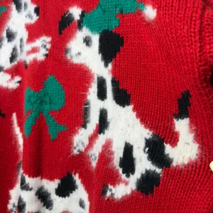 VTG 80s Karen Scott Women Angora Sweater S Red Dalmatian Dog Holiday Christmas thumbnail 6