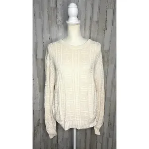 Vintage J.G. Hook Women's XL Ivory Knit Anchor‎ Long Sleeve Pullover Sweater thumbnail 2