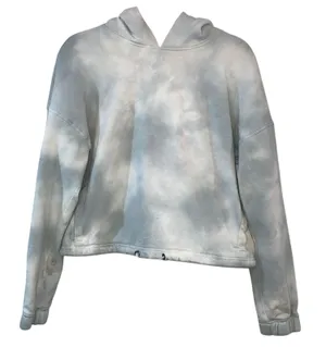 Abercrombie Soft A&F‎ Hoodie Medium Blue Tie Dye Cropped Sweatshirt Cozy thumbnail 1