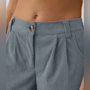NWT HALARA Mid Rise Zipper Pocket Corduroy Casual Pants in Blue Women’s Sz Large thumbnail 3