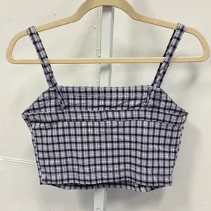 Hollister Purple Plaid Advanced Stretch Crop Top Cami Adjustable Straps Size Med thumbnail 2
