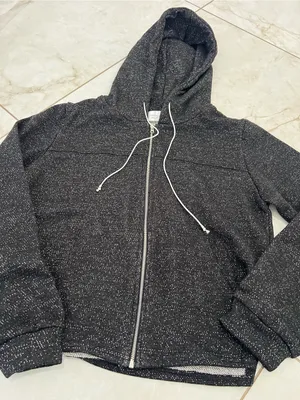 NEW Humming Bird Maison De Seoul Black Speckled Zip Up Hoodie Size Medium thumbnail 2
