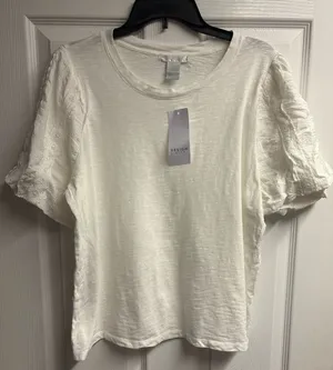 NWT Design History 100% Cotton Ivory Blouse Size Large thumbnail 1