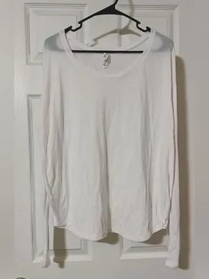 Bella Canvas White Scoop Neck Long-Sleeve Top thumbnail 2