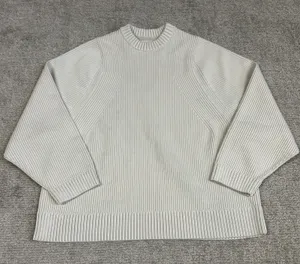 Lululemon Ribbed Sweater Womens Large Ivory Beige Cotton Blend Jumper Stretch thumbnail 1
