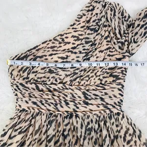 GIANNI BINI Leopard Print Maxi Dress One Shoulder Long Sleeve Black Tie Size 2‎ thumbnail 14