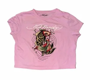 Women’s Ed Hardy Y2K Bubblegum Koi Fish Baby Tee Size Medium thumbnail 1