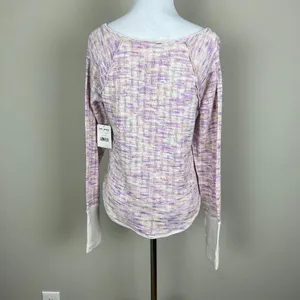 We The Free People Top Womens Medium Open Knit Spaced Out‎ Scoop Neck Thumbholes thumbnail 9