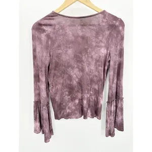 American Eagle Tie Dye‎ Boho Top Sz XS Purple Festival Hippie Gypsy Bell Sleeve thumbnail 2