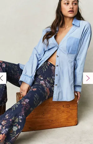 Free People High Waisted Floral Jeans thumbnail 1
