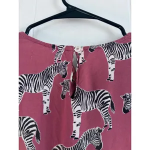 World Market Zebra Print Ruffle Bell Sleeve Blouse Mauve Pink L/XL thumbnail 8