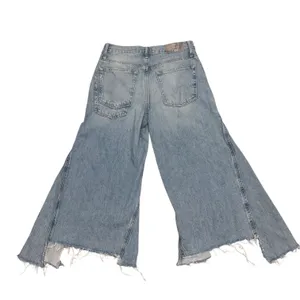 Free People We The Free Ripple Wide Leg Pieced Cropped Denim Button Fly Jeans 26 thumbnail 6