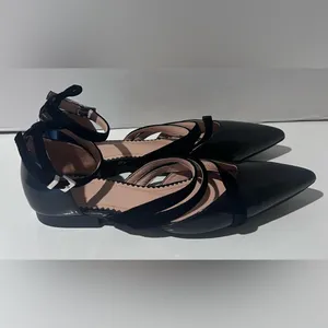 INCH2 Leather Strappy Pointed Toe Velvet Strap Ballet Flats EU Size 36‎ (US 5.5) thumbnail 7
