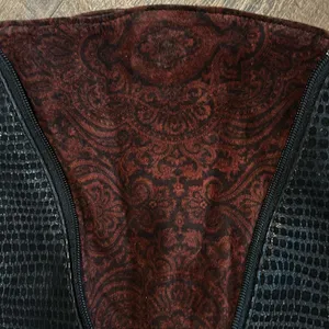 Sondra Roberts Bucket Zip Purse Red‎ Suede Snake Skin Pattern Button Closure thumbnail 3