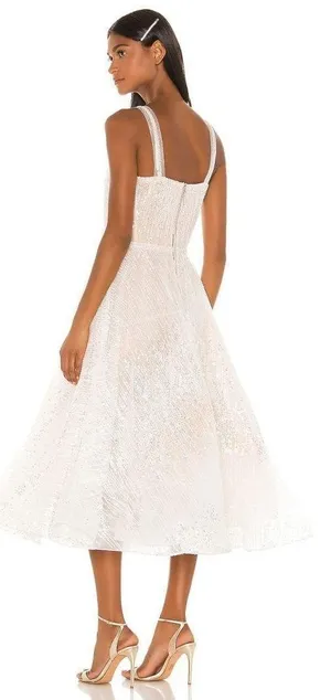 Bronx and Banco NWT Mademoiselle Bridal Midi Dress in White. thumbnail 4