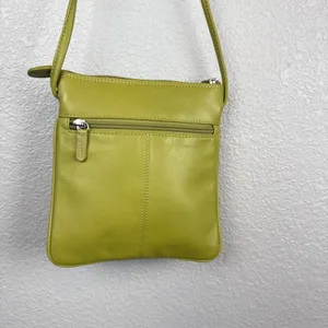 ili Small‎ Crossbody Bright Chartreuse Green Leather Zip Top Exterior Pockets thumbnail 4