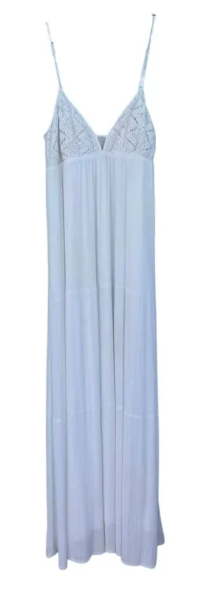Let Them Eat Cake White Crochet Tank Maxi Dress Flowy Long Dress Size XS thumbnail 1
