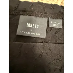 Maeve Anthropologie Batia Textured Babydoll Blouse Black Puff Sleeve‎ XS thumbnail 3