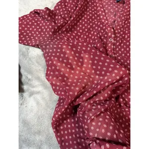 Gap‎ Size Small Maroon Red Blouse Long Sleeve Button Front V-Neck Flowy Print thumbnail 6