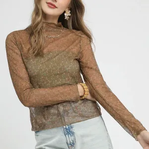 Umgee Nylon Lace Mesh Long‎ Sleeve Top thumbnail 1