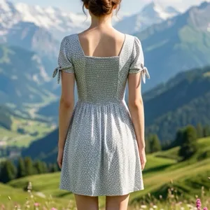 Abercrombie & Fitch Womens Mini Dress Small Fairy Cottagecore Babydoll Smocked thumbnail 8