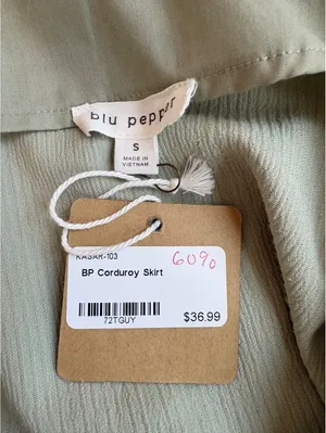 Blu Pepper Corduroy Skirt in Sage Green, Size Small thumbnail 3