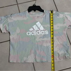 Adidas Women Loose Fit‎ Shirt Tie Dye Cropped Logo Top size M thumbnail 6