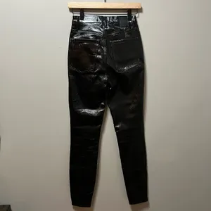 Free People‎ Phoenix Coated Button Fly Skinny Jeans in Liquid Black size 25 thumbnail 3