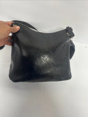 GUESS Black Embossed Logo Crossbody with Gold Hardware thumbnail 3