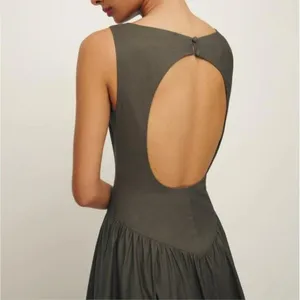 Reformation | NWT Elvira Open Back Bubble Hem Midi Dress Morel Brown | Size 6 thumbnail 2