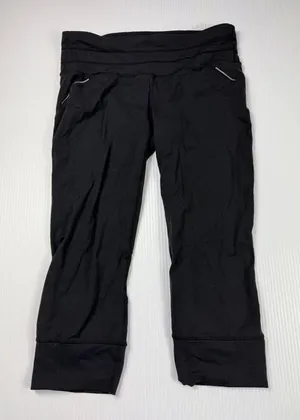 Athleta Black Cropped Athletic Leggings Performance Workout‎ Running Pants M thumbnail 1