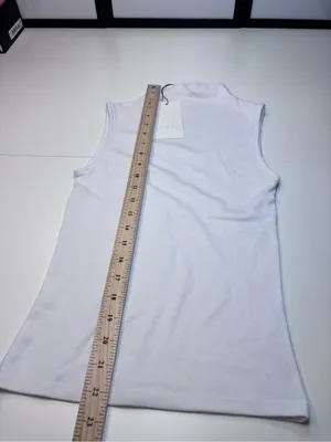 Zara White Sleeveless Mock Neck Tank Top NWT Size M thumbnail 8