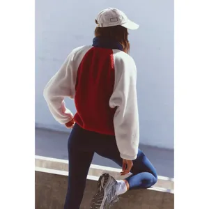 Free People Movement Hit The Slopes Colorblock‎ Fleece Pullover Red Sport Combo thumbnail 3