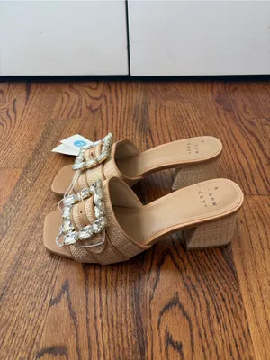 a new day Kathleen Tan Jeweled Block Heel Slide Sandals Size 7.5 New with Tags thumbnail 3