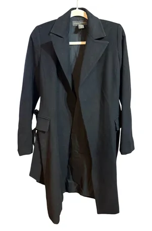 Banana Republic Black Lambswool Cashmere Blend Long Trench Coat XS Women‎ Black thumbnail 1