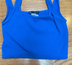 ⭐️Zara Women's Blue Ribbed Tank Top thumbnail 1
