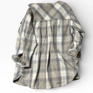 NWT Aerie Plaid Shacket Jacket Cream Blue Gray‎ Large Oversized Cozy Heavyweight thumbnail 2