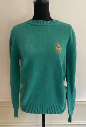 Bermuda Crest Cardigan Sweater Vintage 90s Women’s M Green Preppy Cruise Wear thumbnail 1