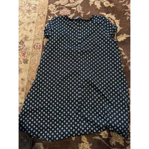 Lark + Grey Black White Geometric Diamond Print V-Neck Keyhole Shift Dress Large thumbnail 4