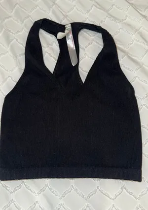 Free People Movement Black Ribbed Cropped Tank thumbnail 1