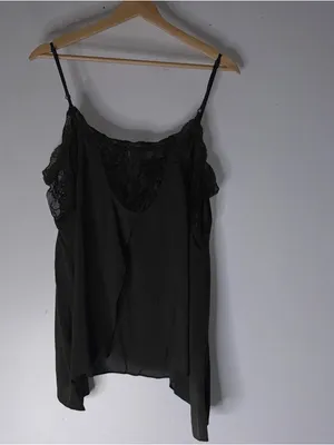 intimately free people Green Sleeveless‎ Lace Open Back Tank Top Medium Rayon thumbnail 2