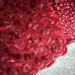 Betsey Johnson Size-XL Midi Dress Burgundy Red Velvet Leopard Print thumbnail 8