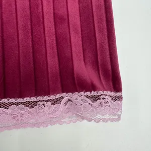 VTG Old Navy Skirt Womens S Berry Velvet Low Waist Pleats Lace thumbnail 3
