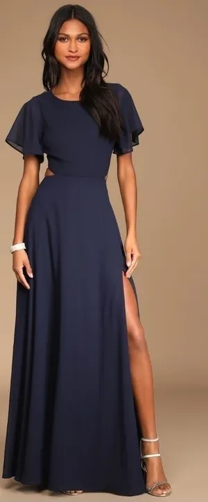 LULUS Elegant Wedding Bridesmaid Romantic Flowy Chic Flutter Sleeve Maxi Dress thumbnail 1