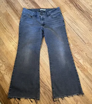 Levis‎ Superlow Flare Jeans Faded Black Raw Hem Size 33 Low Rise Y2K Denim thumbnail 1
