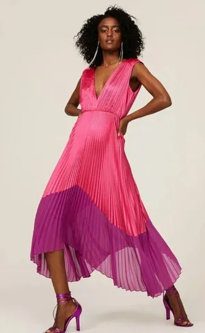 Amur Amelia Formal Occasion Pleated Midi Dress thumbnail 1